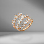Emerald & Pear Shape Diamond Spiral Ring