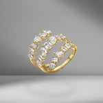 Emerald & Pear Shape Diamond Spiral Ring