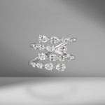 Four Row Pear Shape Diamond Spiral Ring