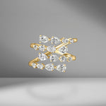 Four Row Pear Shape Diamond Spiral Ring