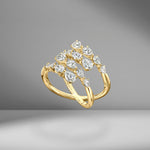 Four Row Pear Shape Diamond Spiral Ring