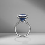 Cushion Cut Sapphire Ring with Diamond Pavé