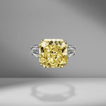 Fancy Yellow Radiant Cut Ring with Tapered Baguettes