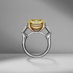 Fancy Yellow Radiant Cut Ring with Tapered Baguettes
