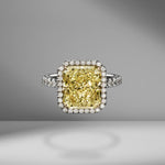Fancy Yellow Radiant Cut Ring with Pavé