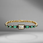 Emerald & Diamond Shaker Tennis Enamel Bracelet