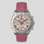 White Gold Daytona "Beach" Pink dial on leather strap 116519