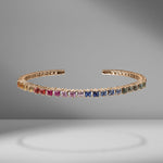 Rainbow Square Sapphire & Diamond Bangle