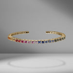 Rainbow Square Sapphire & Diamond Bangle