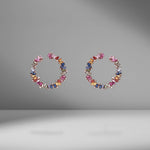 Rainbow Fireworks Spiral Hoop Earrings