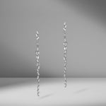 White Gold Long Firework Baguette Earrings