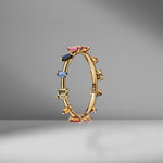 Rainbow Sapphire Barbwire Ring