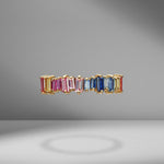 Rainbow Sapphire Eternity Band