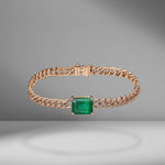 Mini Link Bracelet with Emerald Center