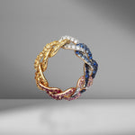 Rainbow Jumbo Pavé Link Ring