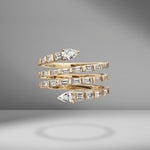 Pear Spiral Baguette Quad Ring