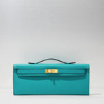 Kelly Cut Clutch in Blue Paon by Hermès - Hermes
