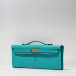 Kelly Cut Clutch in Blue Paon by Hermès - Hermes