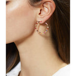 Rainbow Sapphire & Diamond Sideways Hoops