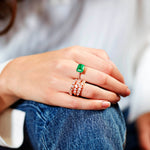 Emerald East-West Ring with Diamond Pavé Detail