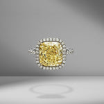 Fancy Yellow Cushion Cut Ring with Pavé
